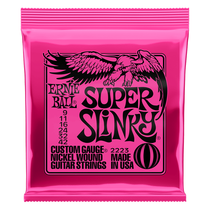 Ernie Ball Super Slinky Nickel Wound Electric Guitar Strings - 9-42 Gauge.