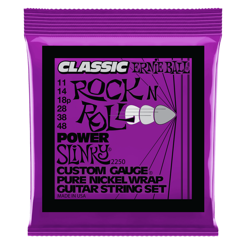 Ernie Ball Power Slinky Classic Rock n Roll Pure Nickel Wrap Electric Guitar Strings 11-48 Gauge.