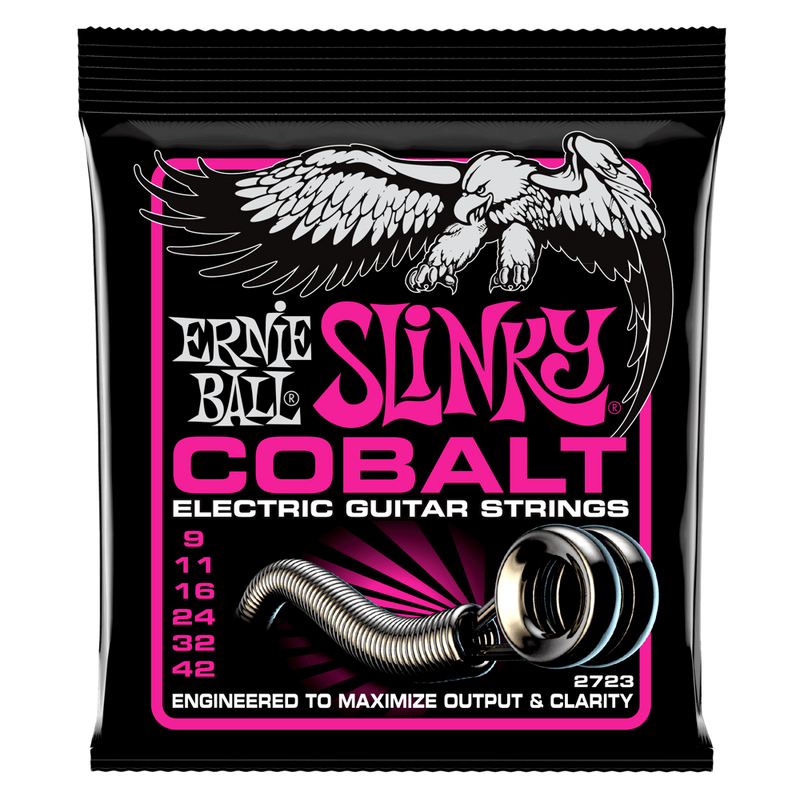 Ernie Ball Super Slinky Cobalt Electric Guitar Strings - 9-42 Gauge.