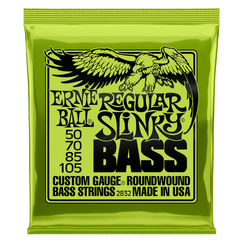 Ernie Ball Regular Slinky Nickel Wound Electric Bass Strings 50-105 Gauge.