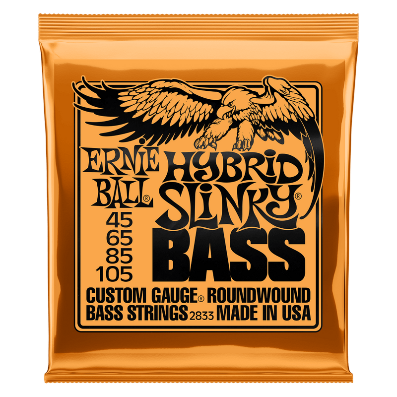 Ernie Ball Hybrid Slinky Nickel Wound Electric Bass Strings, 45-105 Gauge.