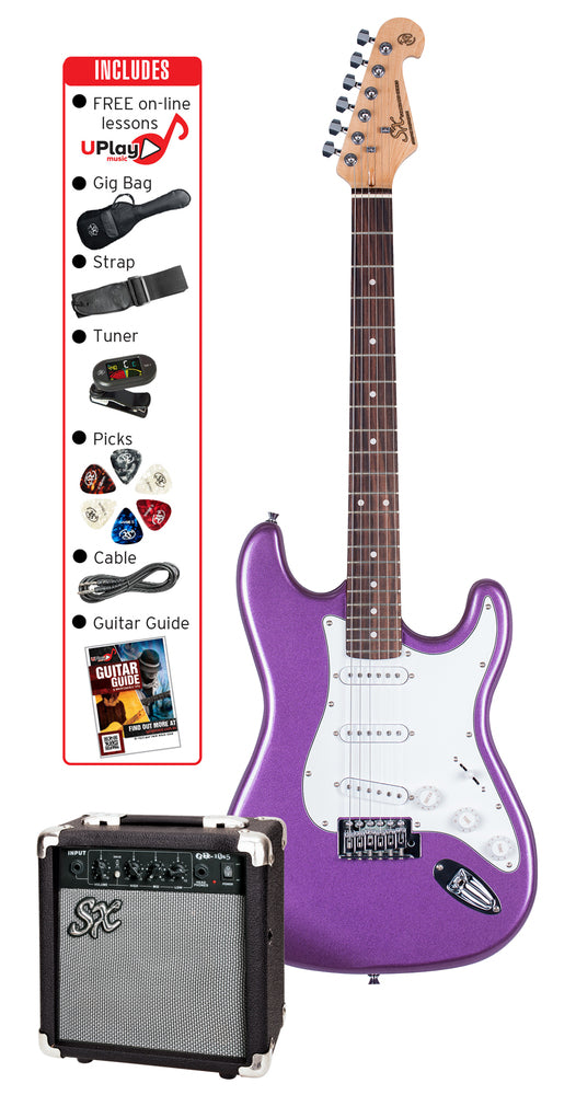 SX 4/4 Size Electric Guitar Kit in Metallic Purple