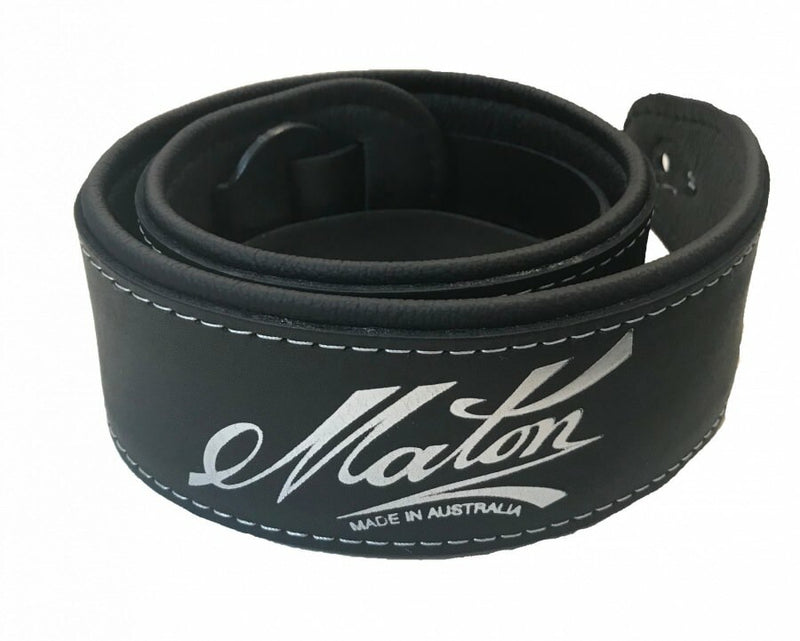 Maton Deluxe Padded Leather Guitar Strap Black
