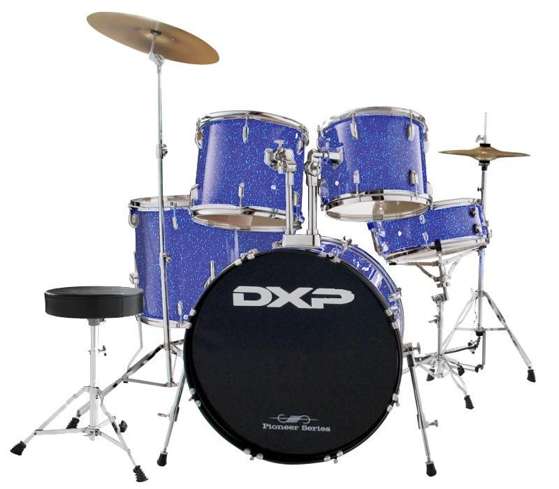DXP Pioneer Drum Kit 22" Metallic Blue Rock Package incl Cymbals and Stool