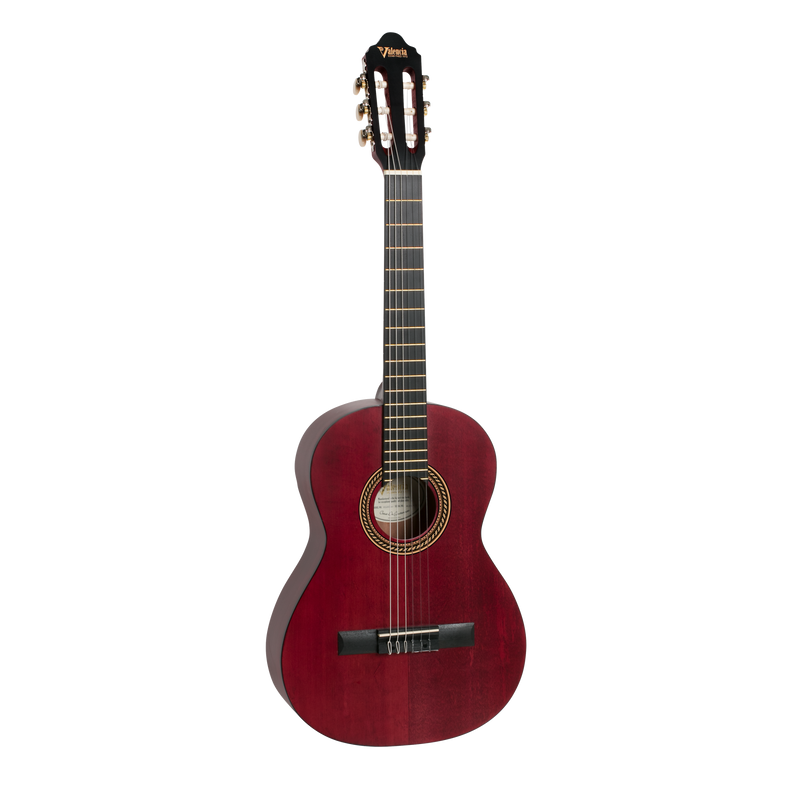 Valencia VC203TWR - 3/4 Size Classical Guitar - Satin Transparent Wine Red