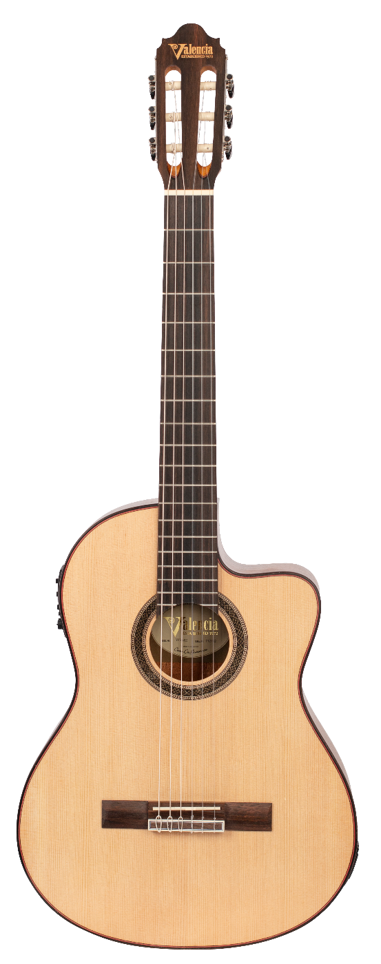 Valencia VC704CE Solid Top Classical Guitar with Pickup - Natural Satin