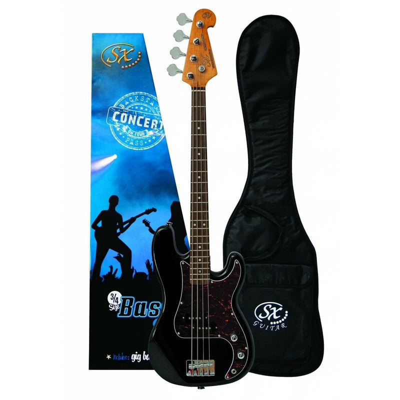 SX 3/4 Short Scale Vintage Bass Guitar in Black