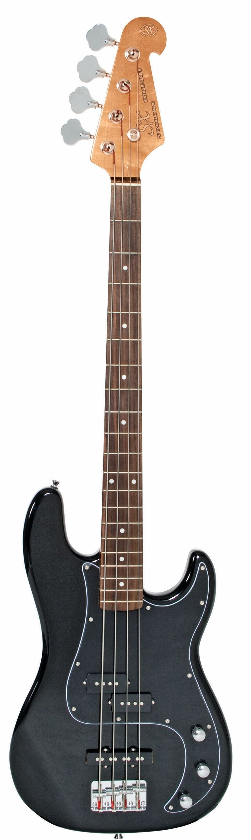 SX VEP62B P&J Vintage Style Bass Guitar w/Bag (Black)