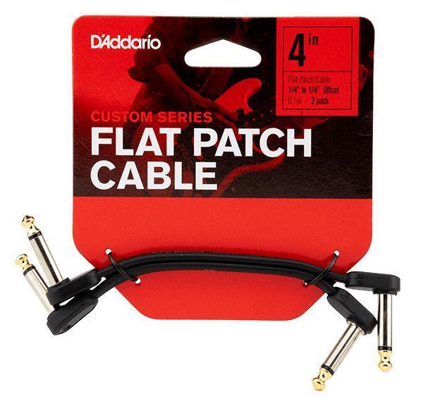 D'Addario Custom Series 4" Flat Patch Cable Right-Angle Offset 2-Pack at Five Star Music 102 Maroondah Highway Ringwood Melbourne Music Guitar Store.