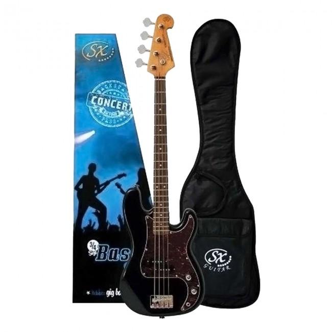 Essex VEP34LH Bass Guitar 3/4 size Black Left-Hand.