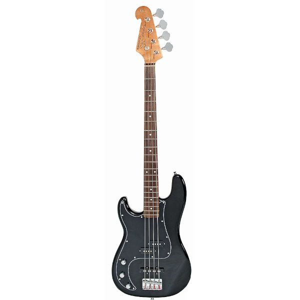 SX PJ Style Bass Guitar Black Left-Hand with Gig-Bag and DVD