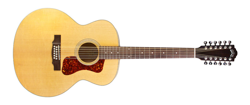 Guild F2512E 12 String Jumbo Acoustic Guitar w/Pickup and Gig Bag - Natural Satin